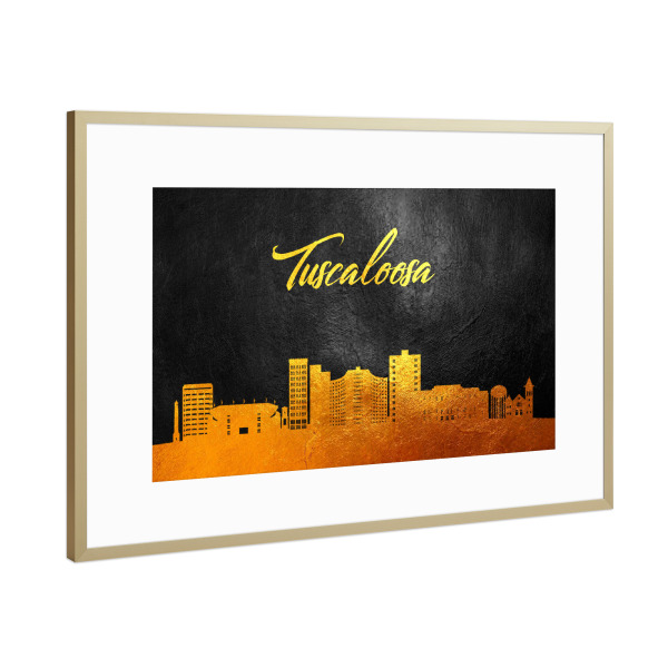 Poster mit Rahmen Gold "Tuscaloosa Alabama Gold" artboxONE - Städte - Tuscaloosa,Alabama,Gold,Skyline,City,Stadt