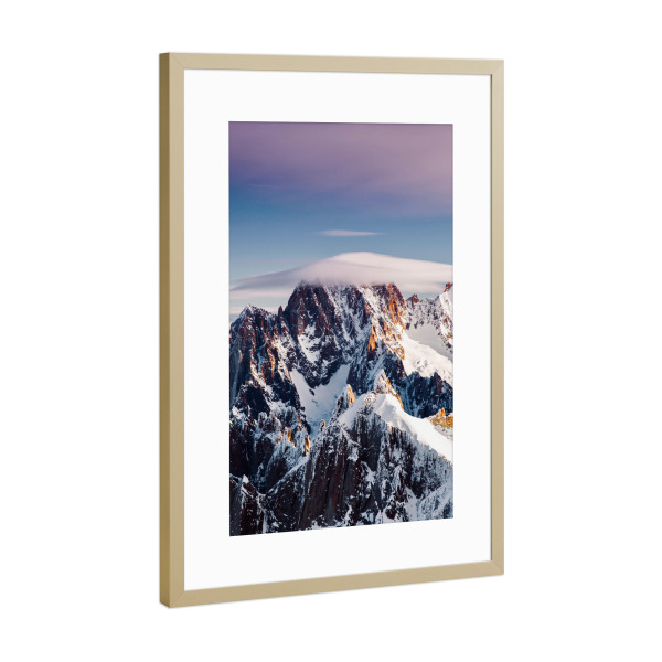 Poster mit Rahmen Gold "Aussicht auf das Mont Blanc Massiv" artboxONE - Natur,Reise