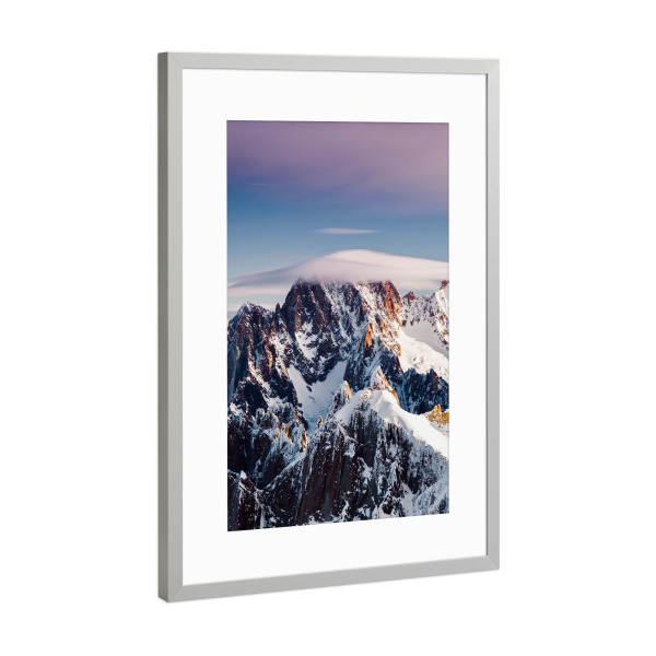 Poster mit Rahmen Silber "Aussicht auf das Mont Blanc Massiv" artboxONE - Natur,Reise