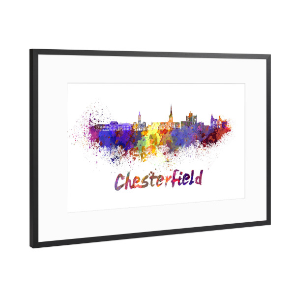 Poster mit Rahmen Schwarz (Metallic) "CHESTERFIELD skyline" artboxONE - Städte,Reise,Abstrakt,Architektur