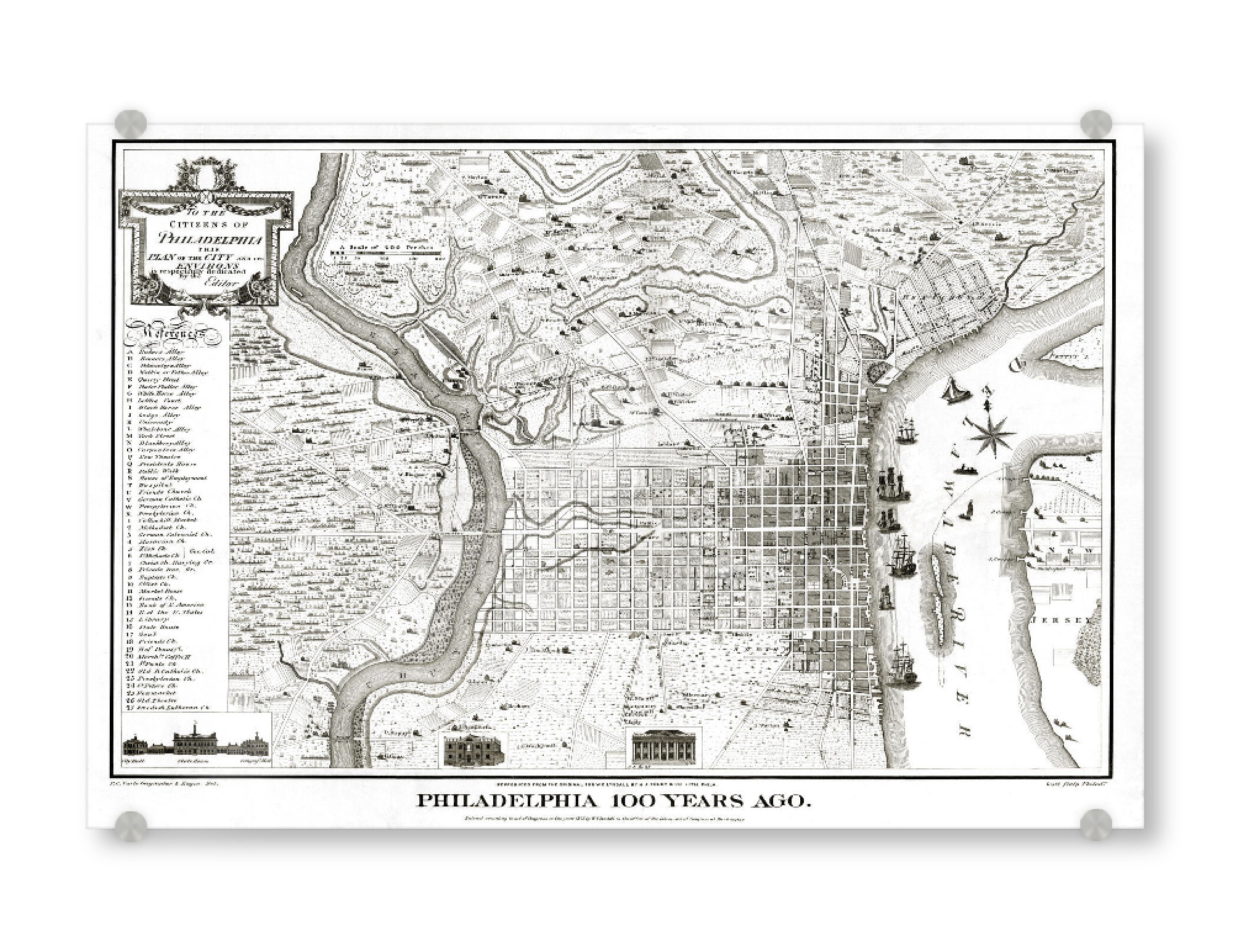 Acrylglasbild "Philadelphia Pictorial Map-z" artboxONE - Architektur,Kartografie
