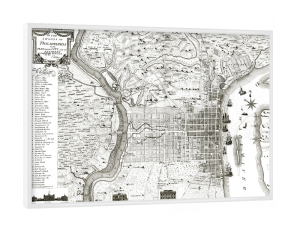 Poster mit weißem Rahmen "Philadelphia Pictorial Map-z" artboxONE - Architektur,Kartografie