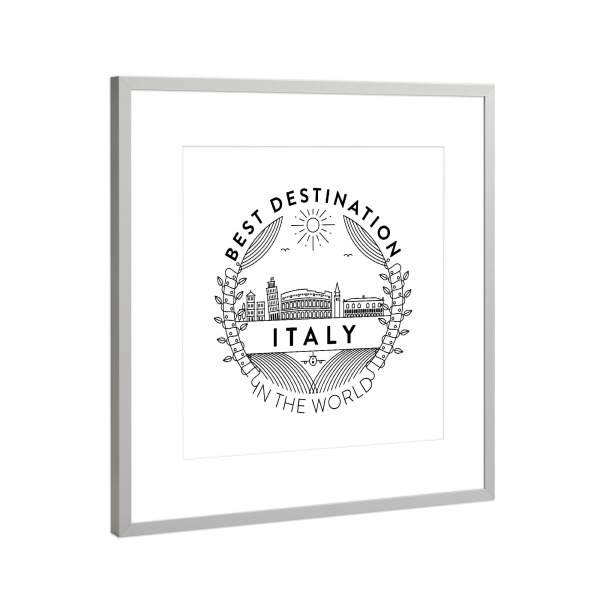 Poster mit Rahmen Silber "Italy Badge" artboxONE - Reise,Reise / Länder