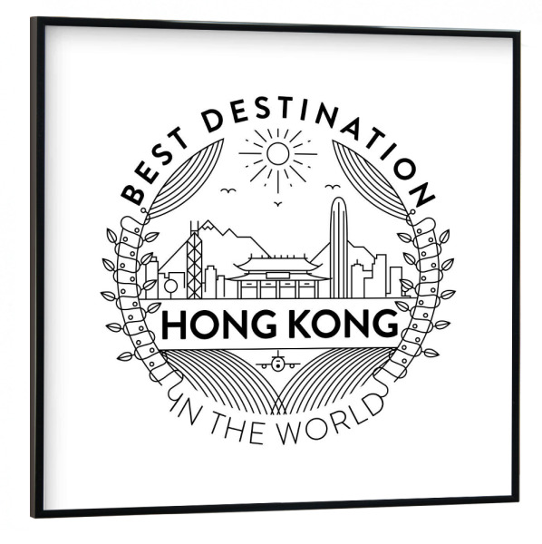 Poster mit schwarzem Rahmen 30x30 cm "Hong Kong Badge" artboxONE - Städte,Reise