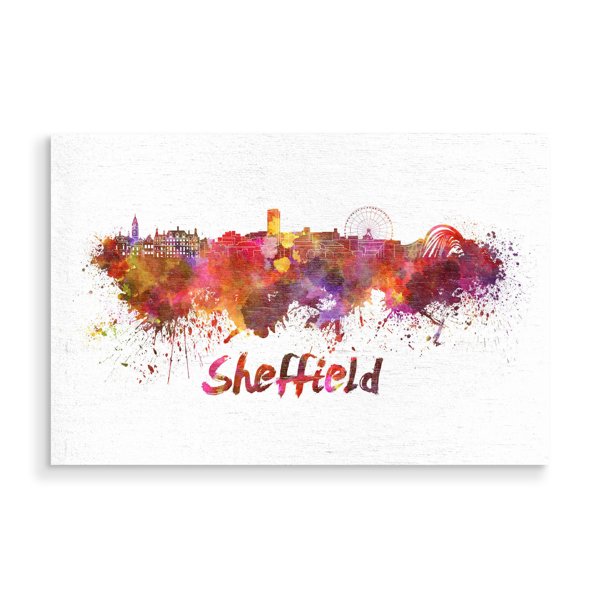 Holzbild "SHEFFIELD skyline in watercolor-x" artboxONE - Städte,Abstrakt,Architektur