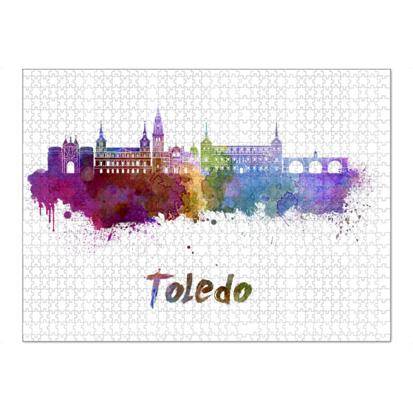 Puzzle Ravensburger "TOLEDO v2 skyline in watercolor-m" artboxONE - Städte,Abstrakt,Architektur