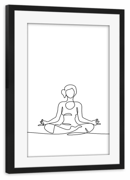 Poster mit Rahmen schwarz "Lotus Sitz - lineart" artboxONE - Abstrakt,Menschen,Schwarzweiß