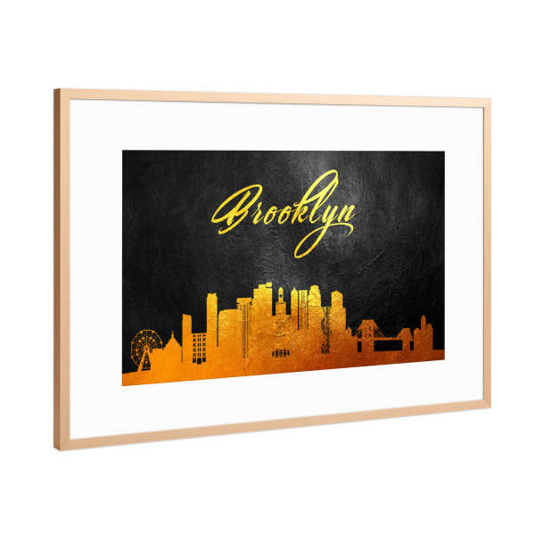 Poster mit Rahmen Kupfer "Brooklyn New York Gold Skyline" artboxONE - Städte - Brooklyn,New york,Gold,Skyline,City,Stadt