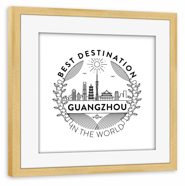 Poster mit Rahmen kiefer "Guangzhou Badge" artboxONE - Städte,Reise,Reise / Asien