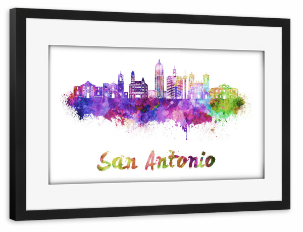 Poster mit Rahmen schwarz "SAN ANTONIO skyline-x" artboxONE - Städte,Abstrakt,Architektur