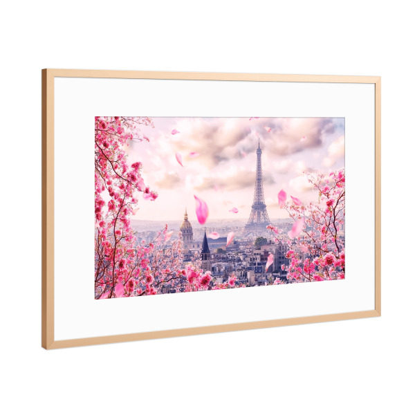 Poster mit Rahmen Kupfer "Sakura In Paris" artboxONE - Städte,Reise,Architektur,Städte / Paris,Reise / Länder