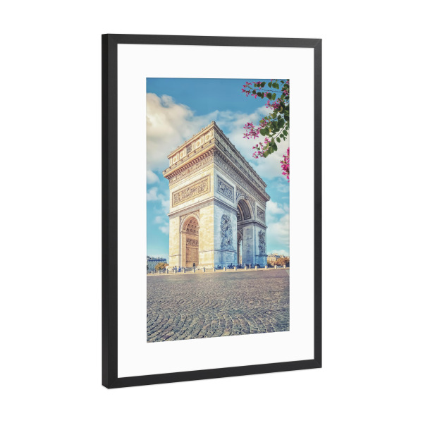 Poster mit Rahmen Schwarz (Metallic) "Arc de Triomphe im Frühjahr" artboxONE - Städte,Reise,Architektur,Städte / Paris,Reise / Länder