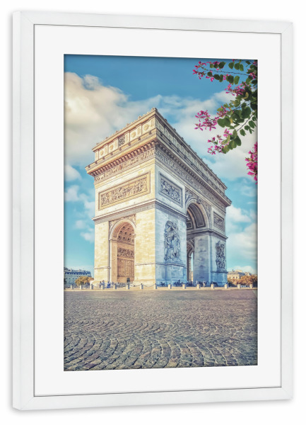 Poster mit Rahmen weiß "Arc de Triomphe im Frühjahr" artboxONE - Städte,Reise,Architektur,Städte / Paris,Reise / Länder