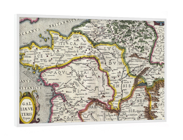 Poster mit weißem Rahmen "Karte von Frankreich" artboxONE - Städte,Architektur,Kartografie - Karte,Antik,Retro,Alt,Karten,Karte der welt,Illustration