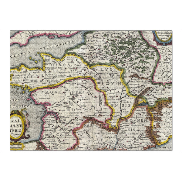 Puzzle Ravensburger "Karte von Frankreich" artboxONE - Städte,Architektur,Kartografie - Karte,Antik,Retro,Alt,Karten,Karte der welt,Illustration