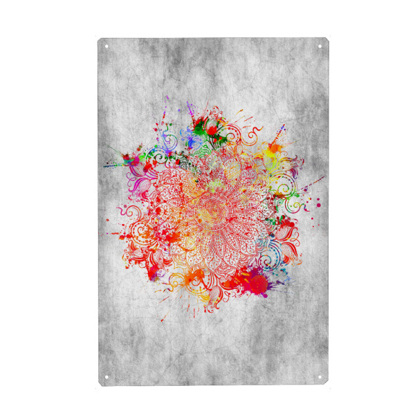 Metall Poster "Mandala-Vandale" artboxONE - Natur,Abstrakt - Mandala,Vektor,Yoga,Boho,Arabisch,Abstrakt,Natur,Farbe,Tinte,Bunt - Blechschild