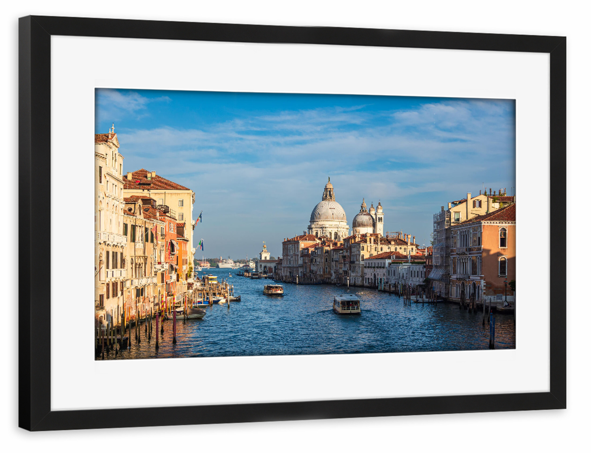 Poster mit Rahmen schwarz "Kirche und Kanal in Venedig" artboxONE - Reise,Architektur,Städte / Venedig