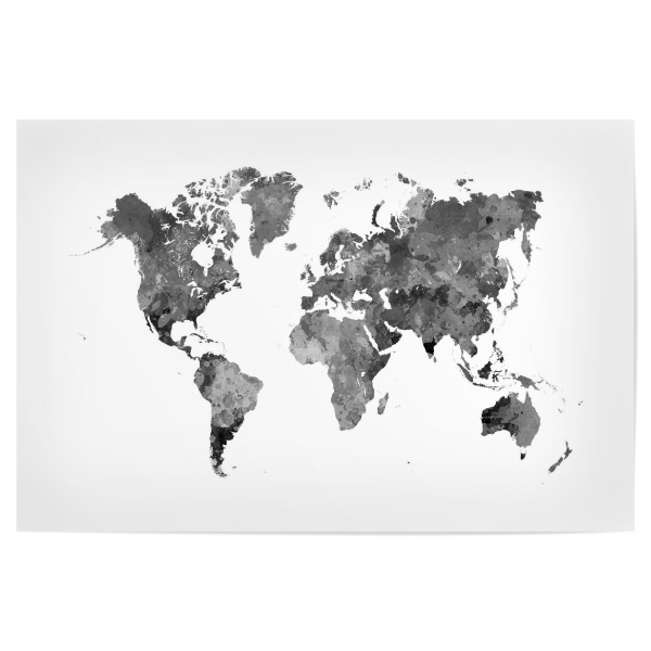 Poster 30x20 cm "Watercolor world map-k" artboxONE - Reise,Abstrakt,Kartografie