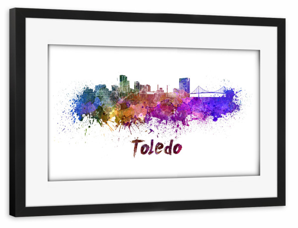 Poster mit Rahmen schwarz "TOLEDO OH Skyline in Aquarell-z" artboxONE - Städte,Abstrakt,Architektur