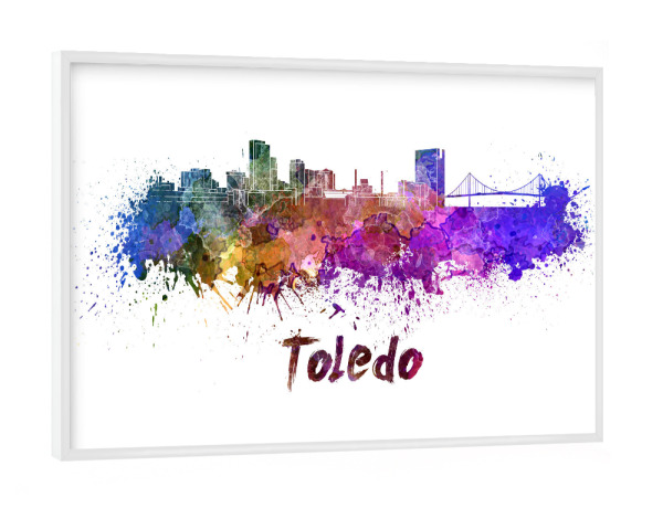 Poster mit weißem Rahmen "TOLEDO OH Skyline in Aquarell-z" artboxONE - Städte,Abstrakt,Architektur
