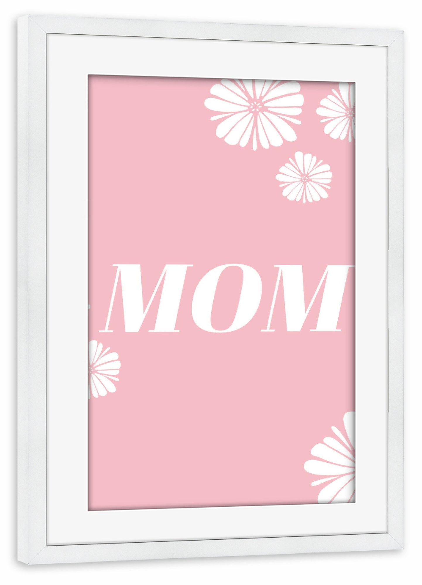 Poster mit Rahmen weiß "MOM mit Blumen" artboxONE - Typografie,Liebe,Für Mama - Blumen,Floral,Mama,Muttertag,Mothersday,Girly,Typo,Typografie