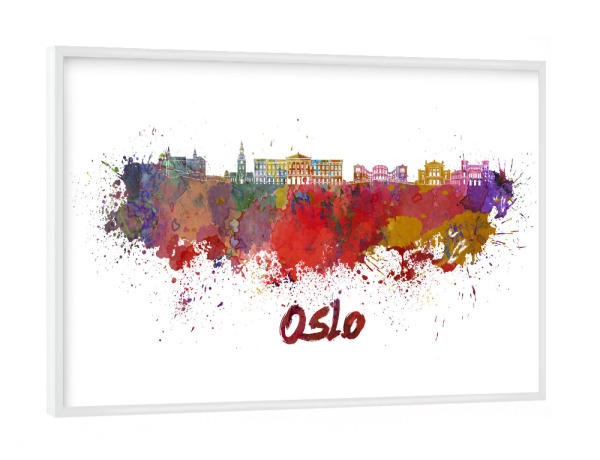 Poster mit weißem Rahmen "OSLO skyline in watercolor" artboxONE - Städte,Abstrakt,Architektur