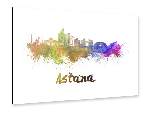 Alu-Dibond "ASTANA Skyline in Aquarell-b" 30x20 cm artboxONE
