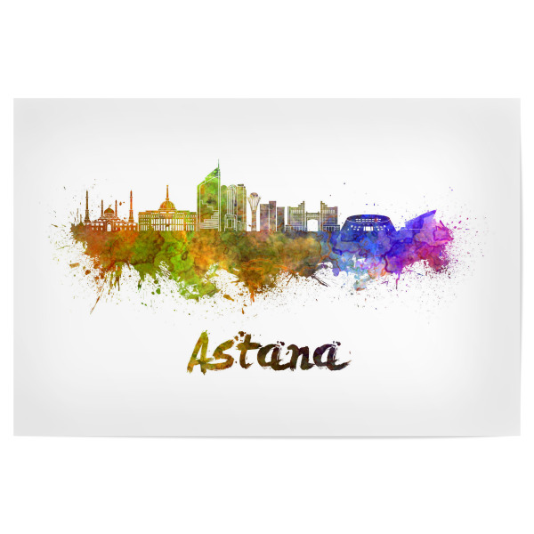 Poster 30x20 cm "ASTANA Skyline in Aquarell-b" artboxONE - Städte,Reise,Abstrakt,Architektur
