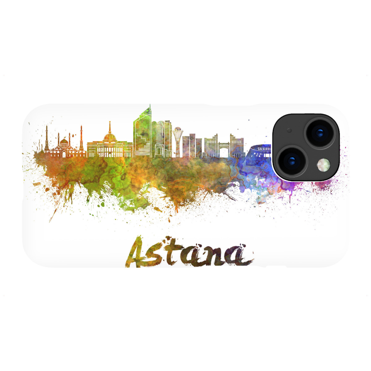 iPhone "ASTANA Skyline in Aquarell-b" Premium-Case Handyhülle artboxONE