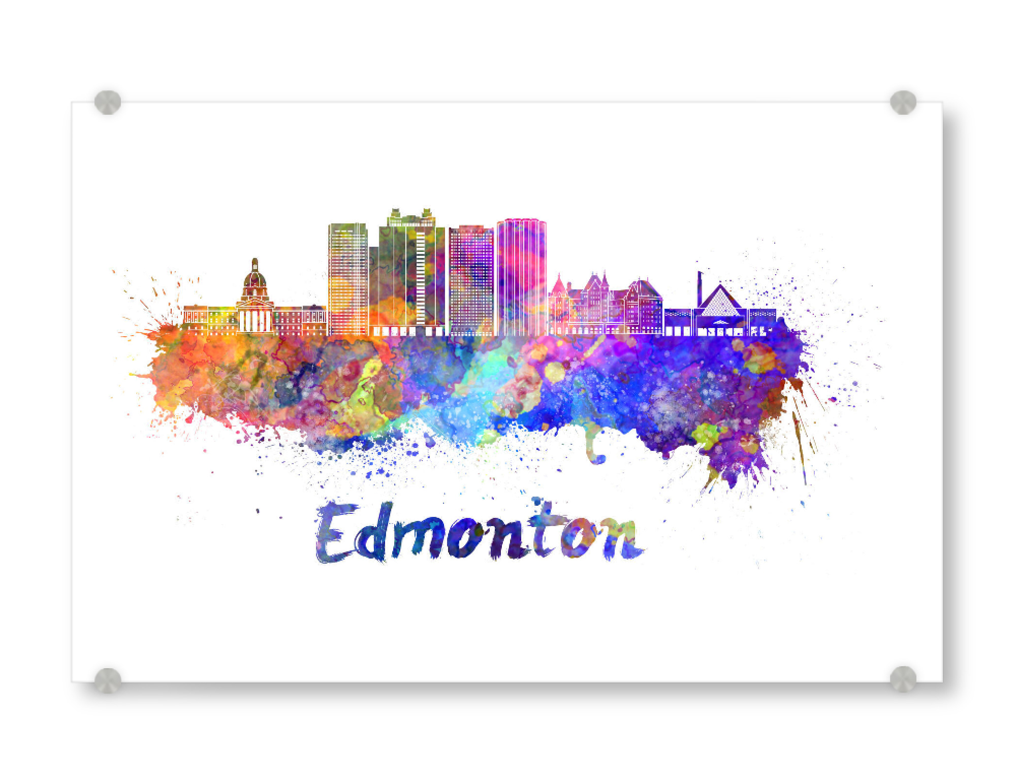 Acrylglasbild "Skyline of EDMONTON - color" artboxONE - Städte,Abstrakt,Architektur