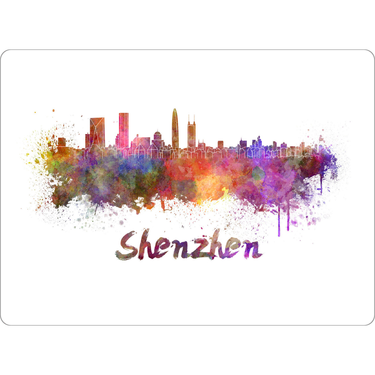 Tischset "SHENZHEN-Skyline im Aquarell-x" artboxONE - Städte,Tiere,Abstrakt - Skyline,Denkmäler,Tourismus,Farbe,Stadt,Reise,Aquarell,Speicher,Shenzhen