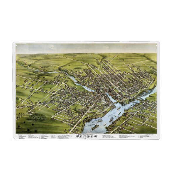 Metall Poster "Karte von Bangor - Maine" artboxONE - Kartografie