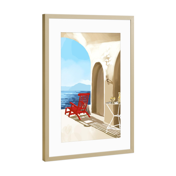 Poster mit Rahmen Gold "Einsamkeit am Meer" artboxONE - Städte,Architektur