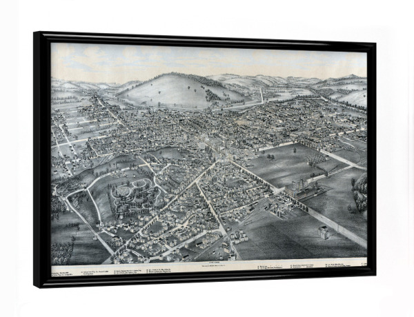 Poster mit schwarzem Rahmen "Antike Karte Cortland-New York" artboxONE - Städte,Kartografie