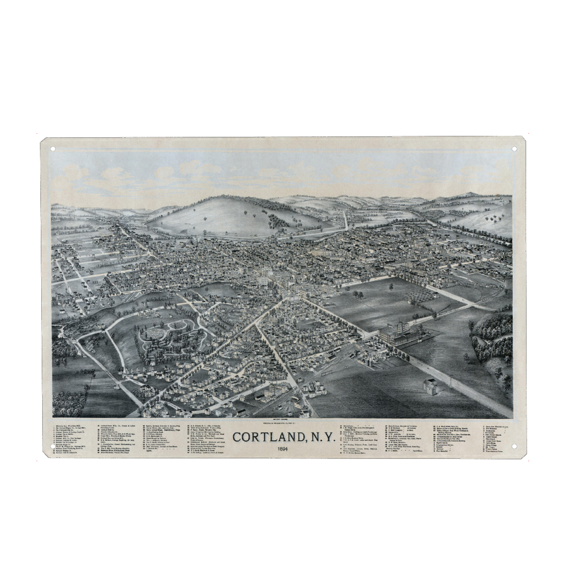 Holzbild "Antike Karte Cortland-New York" artboxONE - Städte,Kartografie