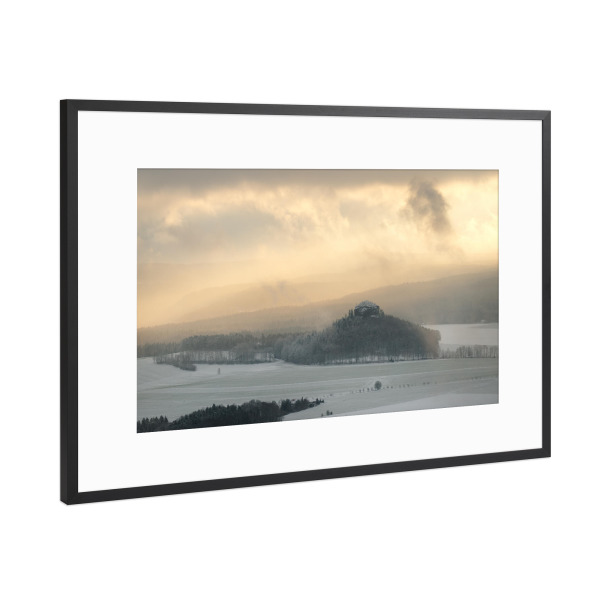 Poster mit Rahmen Schwarz (Metallic) "Winterblick zum Zirkelstein" artboxONE - Natur,Reise