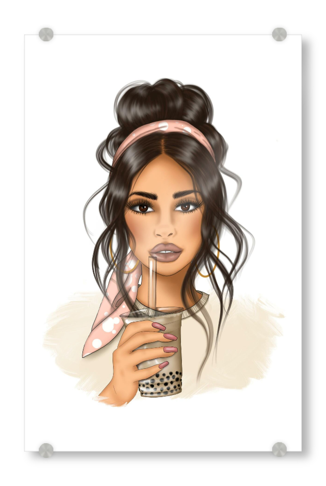 Acrylglasbild "Frau mit Boba-Tee" artboxONE - Essen & Trinken,Fashion,Für Mama,Essen & Trinken / Alkohol,Festivals