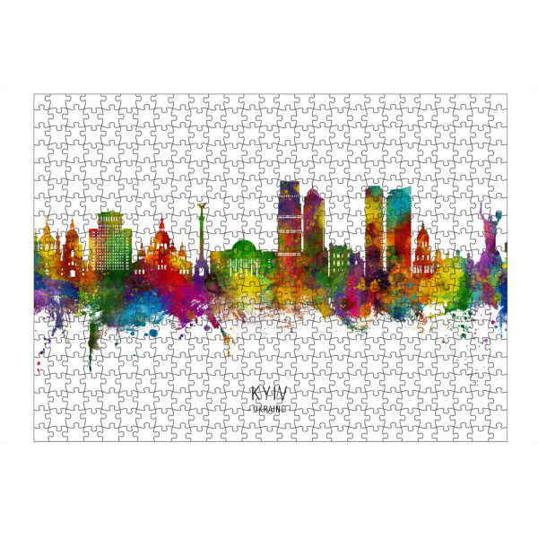 artboxONE Puzzle "Kiew Ukraine Skyline txt" artboxONE - Städte - Kiew,Ukraine,Skyline,Stadtbild,Stadtbild,Aquarell,Malerei - Bild kiew