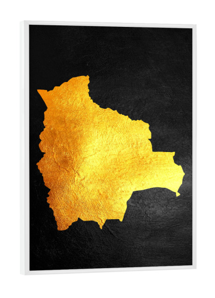 Poster mit weißem Rahmen "Bolivien Goldkarte" artboxONE - Reise / Länder - Bolivien,Gold,Karte