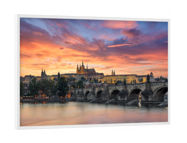 Poster mit weißem Rahmen "Prager Burg bei Sonnenuntergang" artboxONE - Reise,Reise / Länder,Städte / Prag