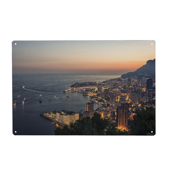 Holzbild "Monaco am Abend" artboxONE - Städte,Reise,Architektur,Reise / Strand und Meer,Reise / Länder