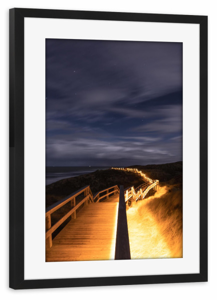 Poster mit Rahmen schwarz "Goldener Weg - Sylt" artboxONE - Reise / Strand und Meer