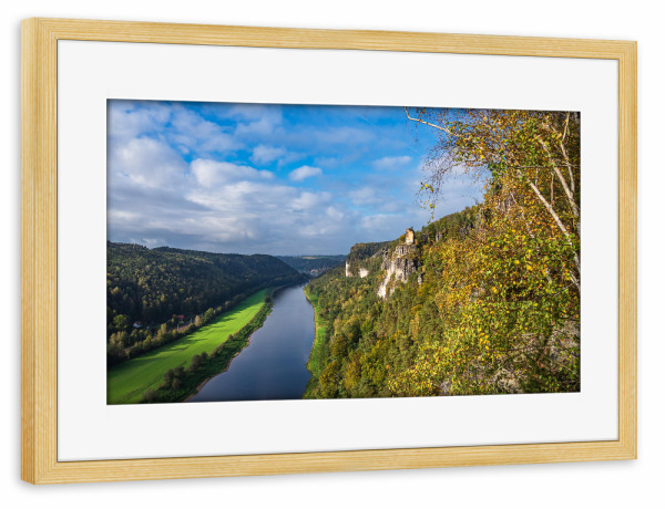 Poster mit Rahmen kiefer "Felsen, Elbe und Landschaft" artboxONE - Natur,Reise