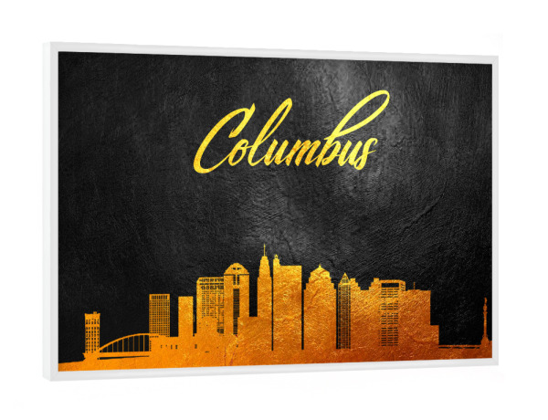 Poster mit weißem Rahmen "Columbus Ohio Gold-Skyline" artboxONE - Städte - Columbus,Ohio,Gold,Skyline,Stadt
