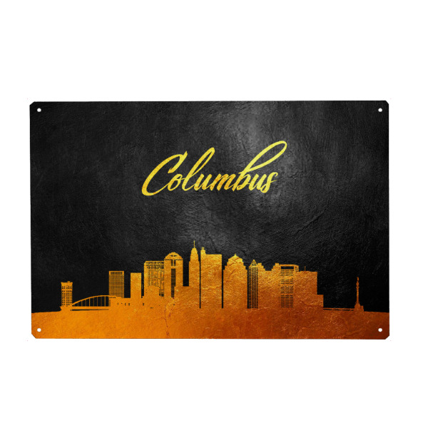 Holzbild "Columbus Ohio Gold-Skyline" artboxONE - Städte - Columbus,Ohio,Gold,Skyline,Stadt