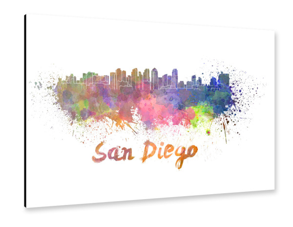 Alu-Dibond "Skyline von SAN DIEGO bunt" 30x20 cm artboxONE