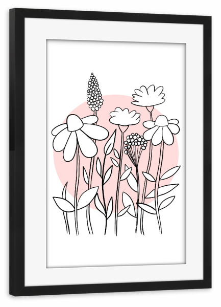 Poster mit Rahmen schwarz "Wildflower Bloom Rosé" artboxONE - Natur,Floral,Abstrakt,Geometrie
