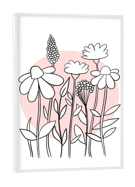 Poster mit weißem Rahmen "Wildflower Bloom Rosé" artboxONE - Natur,Floral,Abstrakt,Geometrie