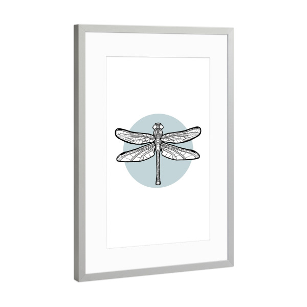 Poster mit Rahmen Silber "Dragonfly Geometry" artboxONE - Tiere,Abstrakt,Geometrie