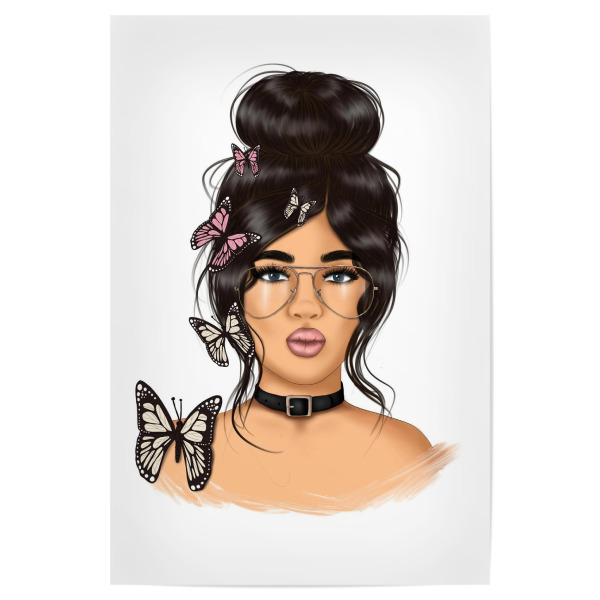 Poster 30x20 cm "Frau mit Schmetterlingen" artboxONE - Tiere,Menschen,Fashion,Festivals